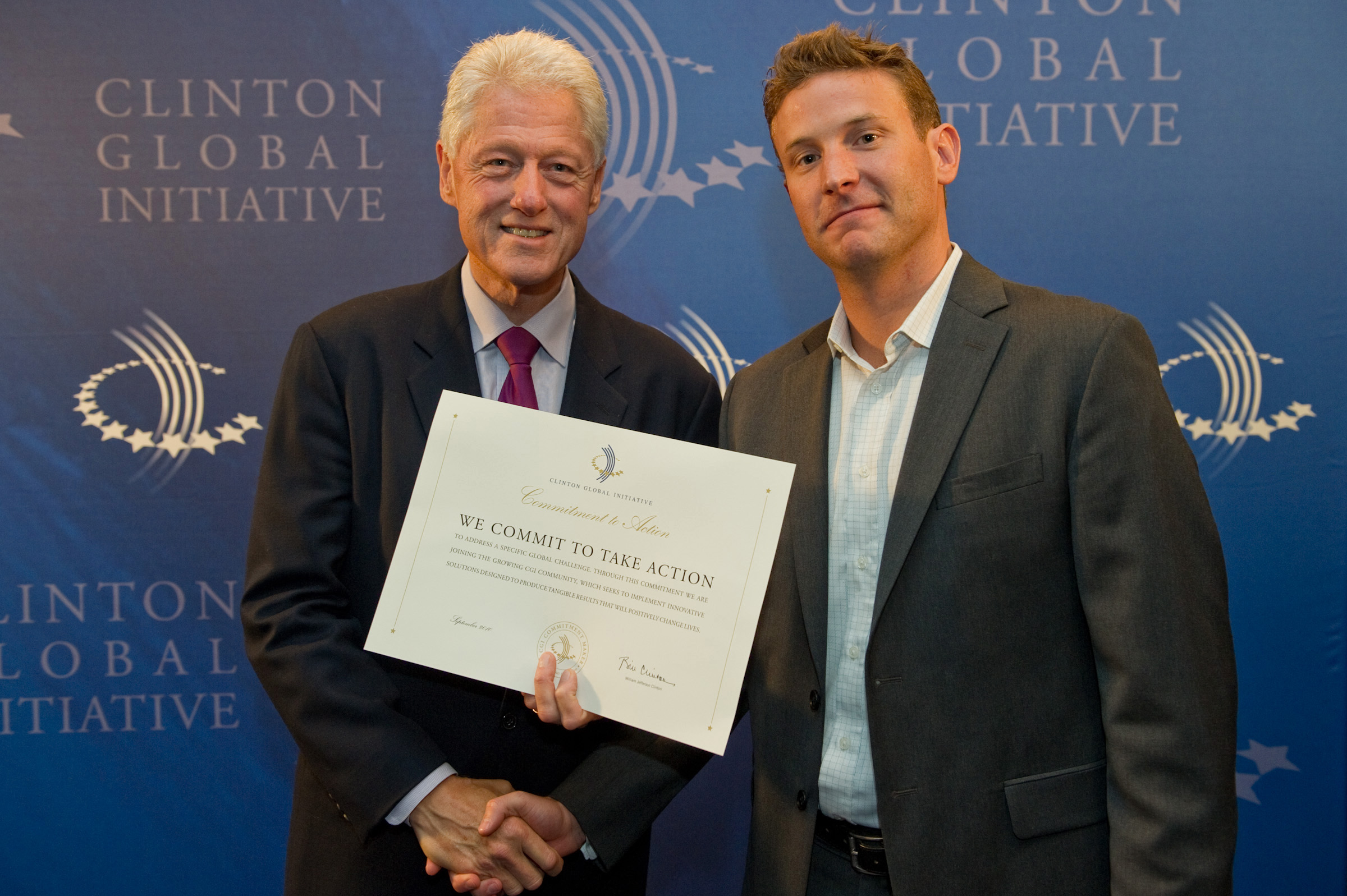 Jason Spindler meets President Clinton at the Clinton Global Initiative 
